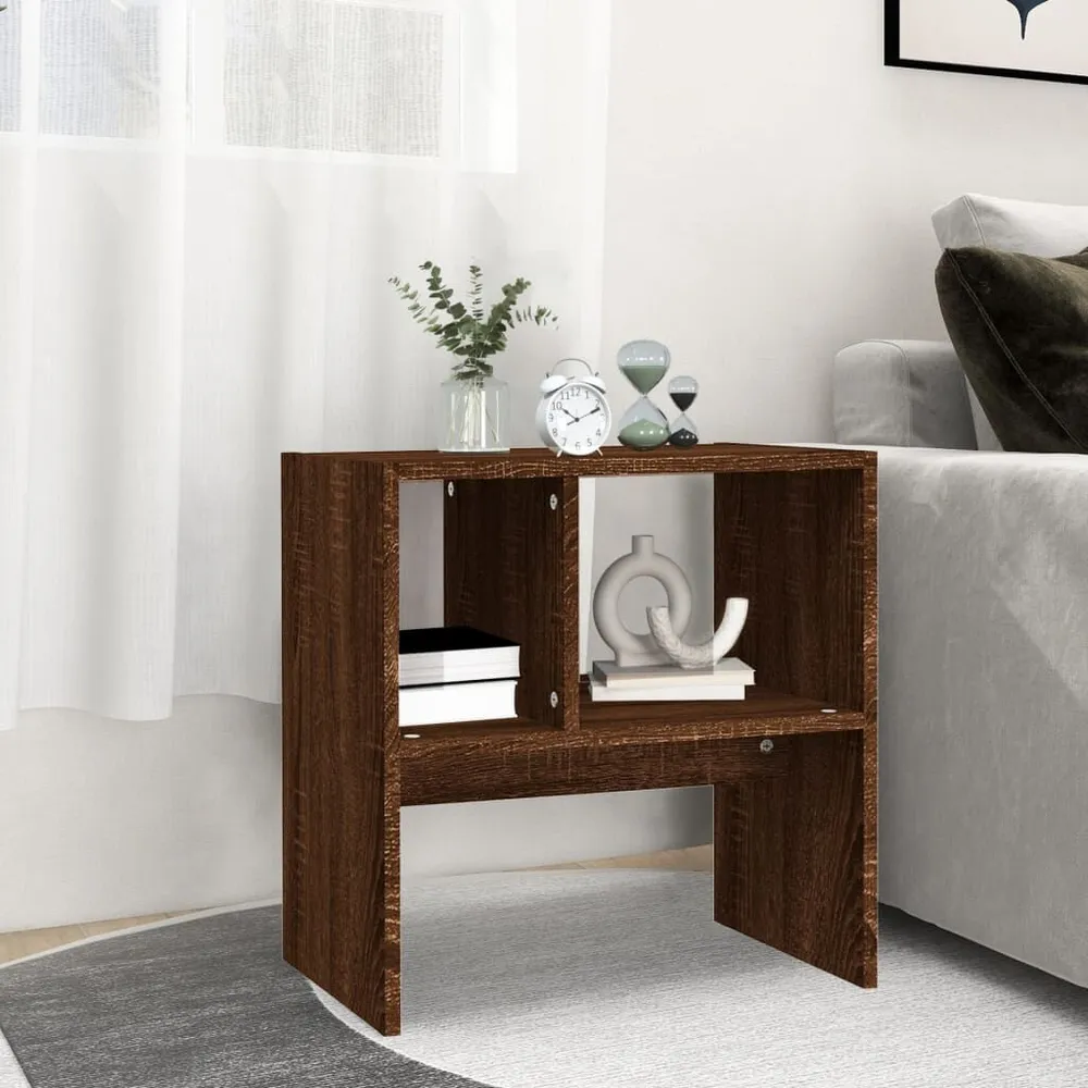 Bijzettafel 50x30x50 cm bewerkt hout bruin eikenkleur