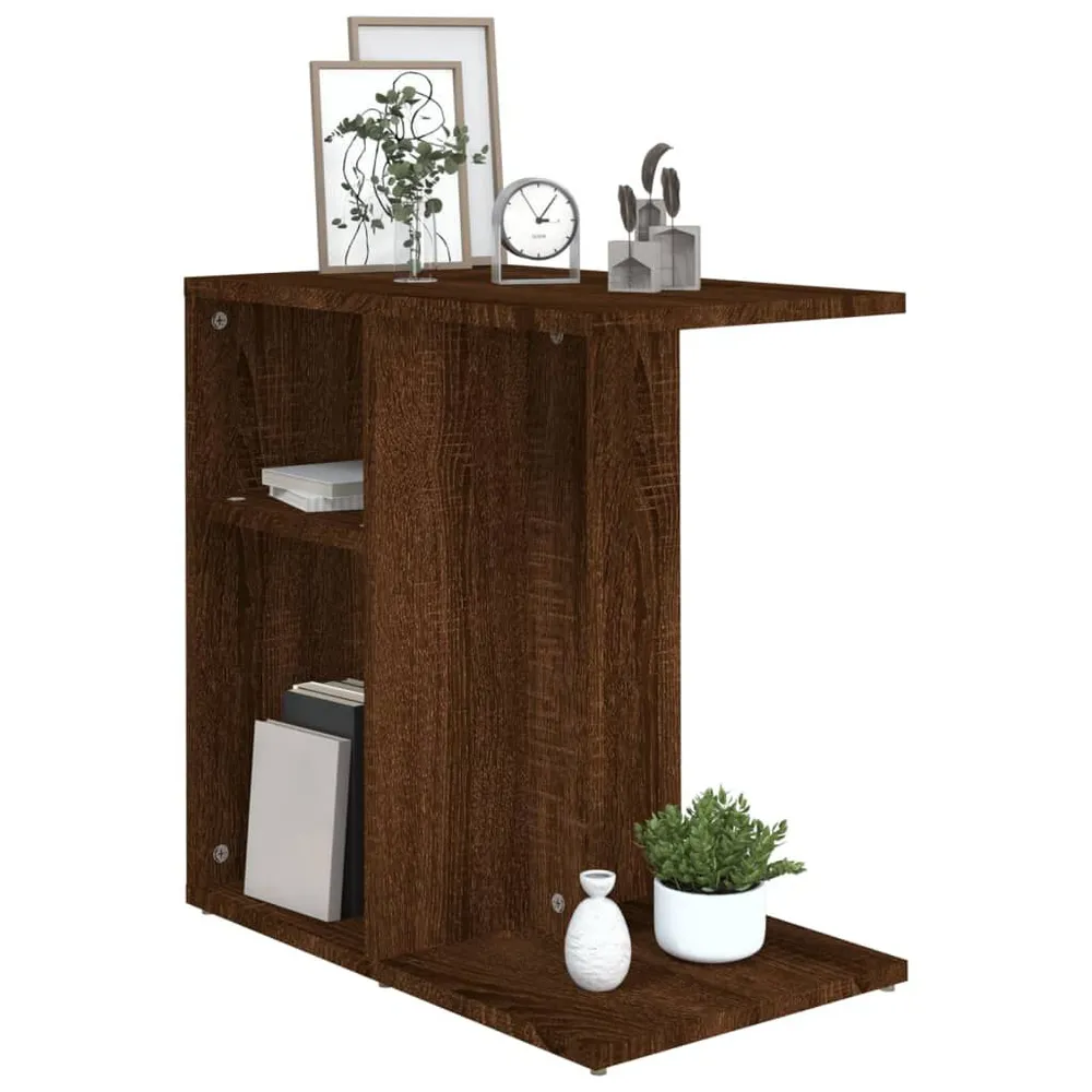 Bijzettafel 50x30x50 cm bewerkt hout bruin eikenkleur
