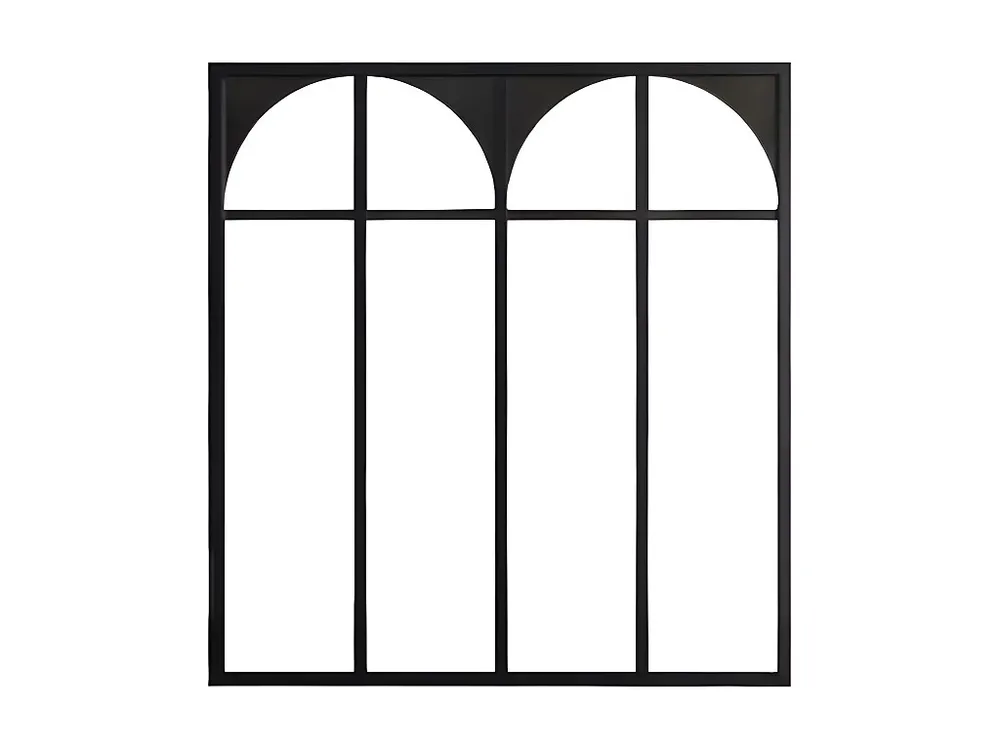 Glazen binnenraam art-decostijl van aluminium – 120 x 105 cm – Zwart – ARCADEA