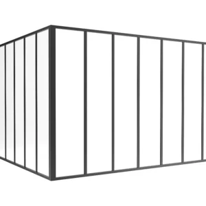 Glazen hoekbinnenraam industriële stijl gepoederlakt aluminium – L210 x L210 x H130 – Zwart – BAYVIEW