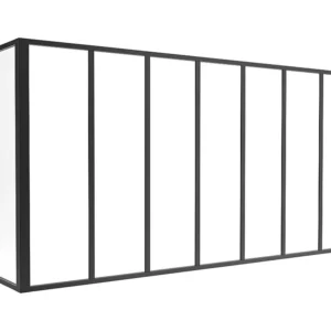 Glazen hoekbinnenraam industriële stijl gepoederlakt aluminium – L210 x L60 x H105 – Zwart – BAYVIEW