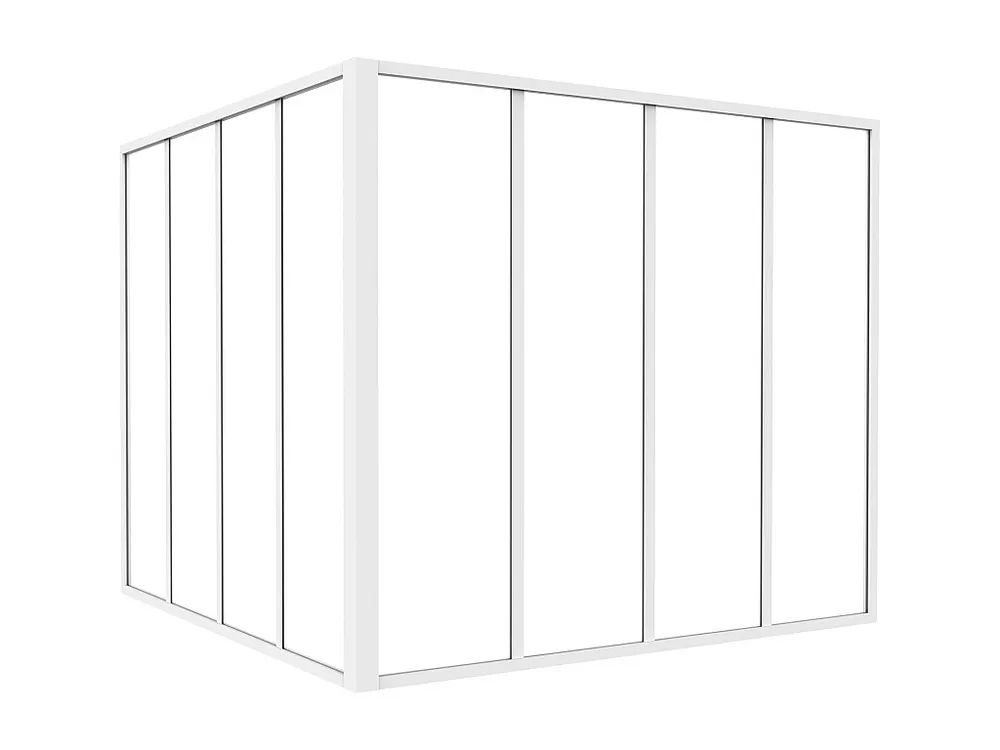 Glazen hoekbinnenraam industriële stijl gepoederlakt aluminium – L120 x L120 x H105 – Wit – BAYVIEW