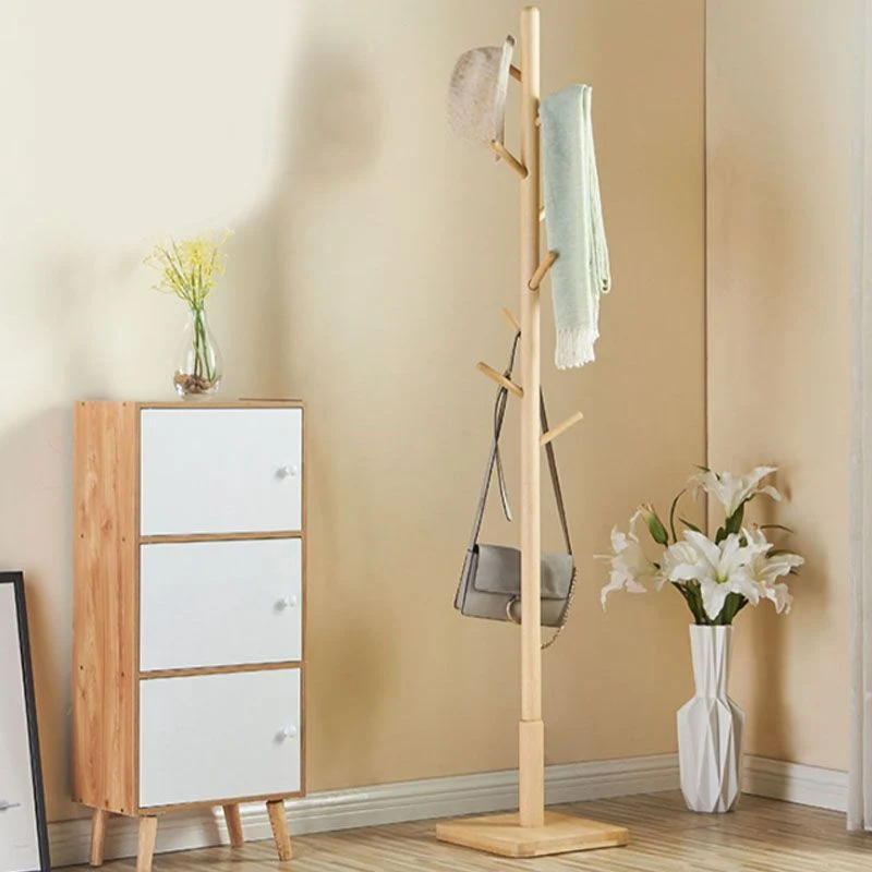 Hedendaags Free Standing Hall Tree, 69" Rubberwood Solid Wood Hall Tree Wood Hook White