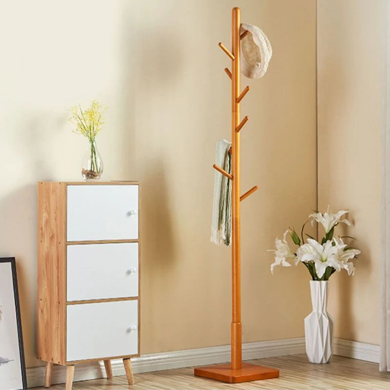 Hedendaags Free Standing Hall Tree, 69" Rubberwood Solid Wood Hall Tree Wood Hook White