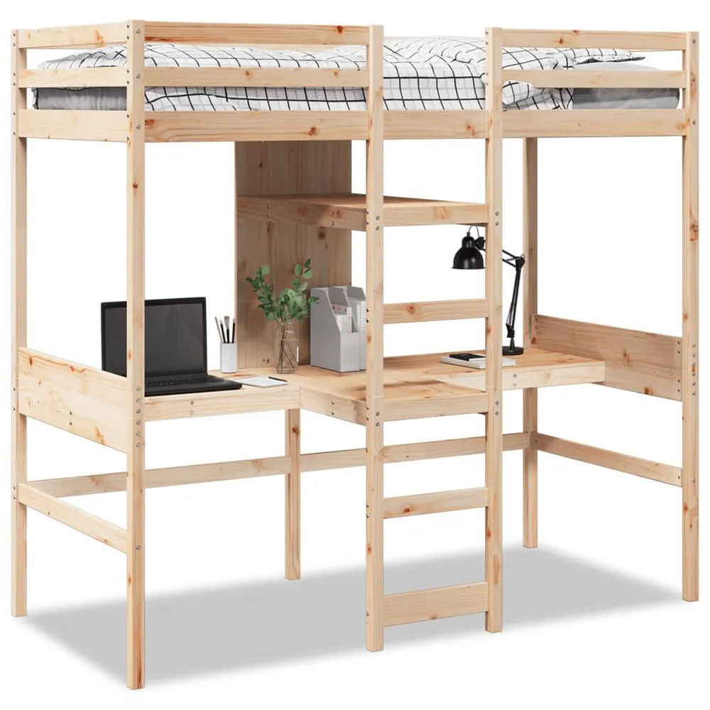 Hoogslaper zonder matras massief grenenhout 90x190 cm