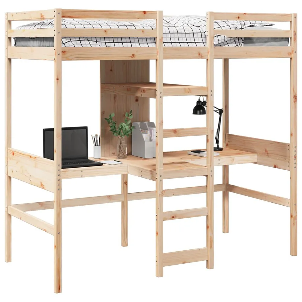Hoogslaper zonder matras massief grenenhout 90x190 cm