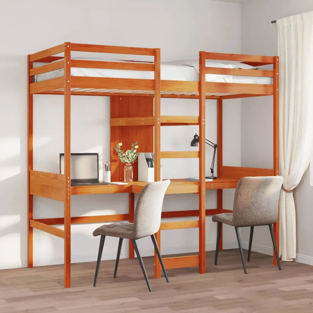 Hoogslaper zonder matras massief grenenhout wasbruin 90x190 cm