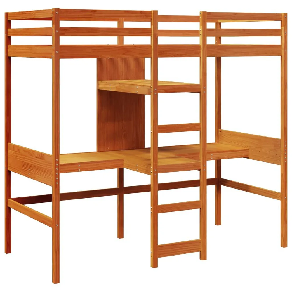 Hoogslaper zonder matras massief grenenhout wasbruin 90x190 cm