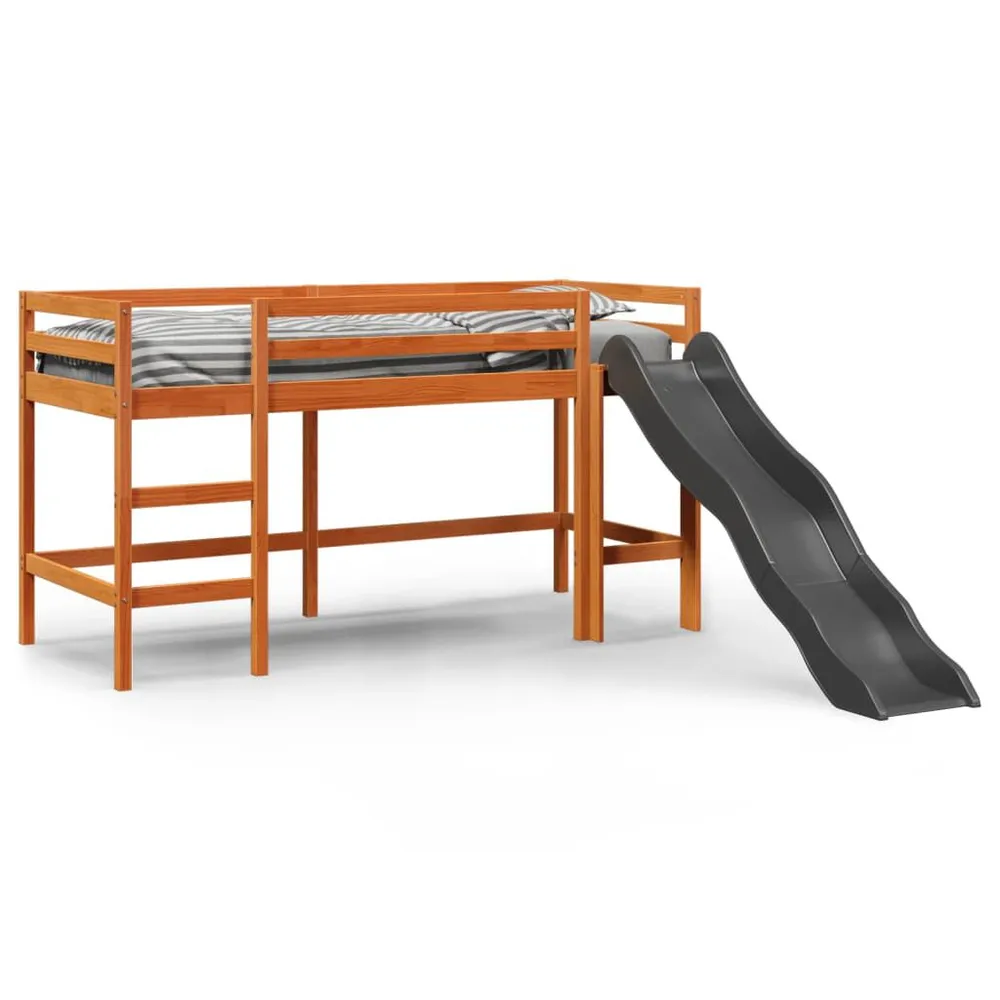 Kinderhoogslaper zonder matras grenenhout wasbruin 90x190 cm