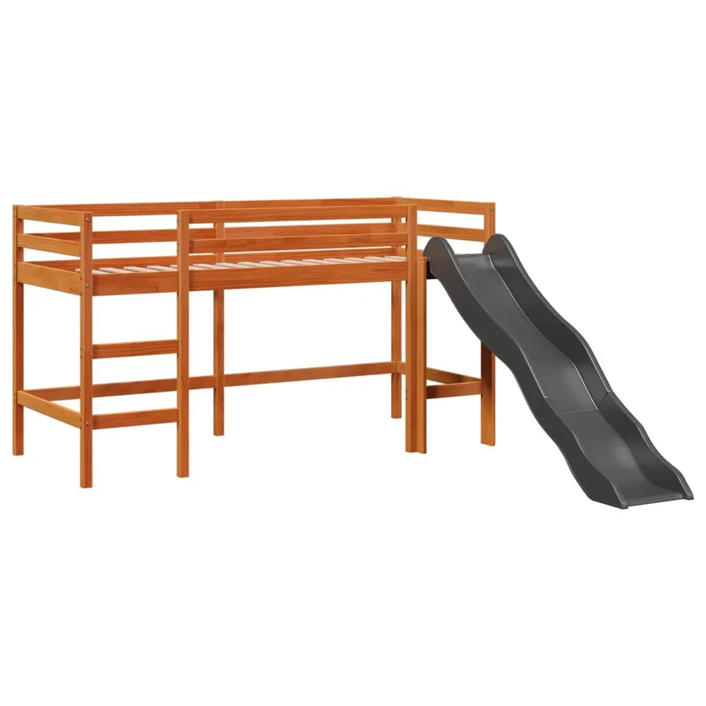 Kinderhoogslaper zonder matras grenenhout wasbruin 90x190 cm