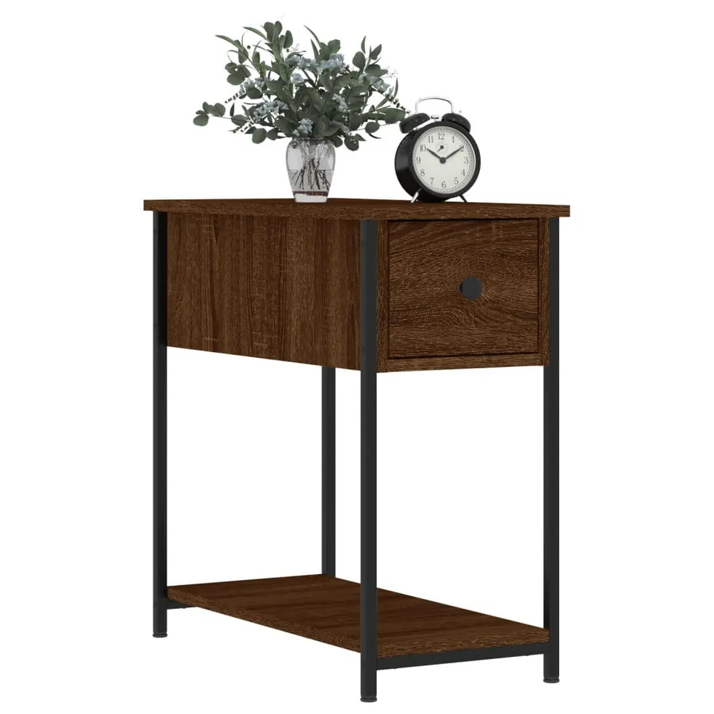 Nachtkastje 30x60x60 cm bewerkt hout bruin eikenkleur