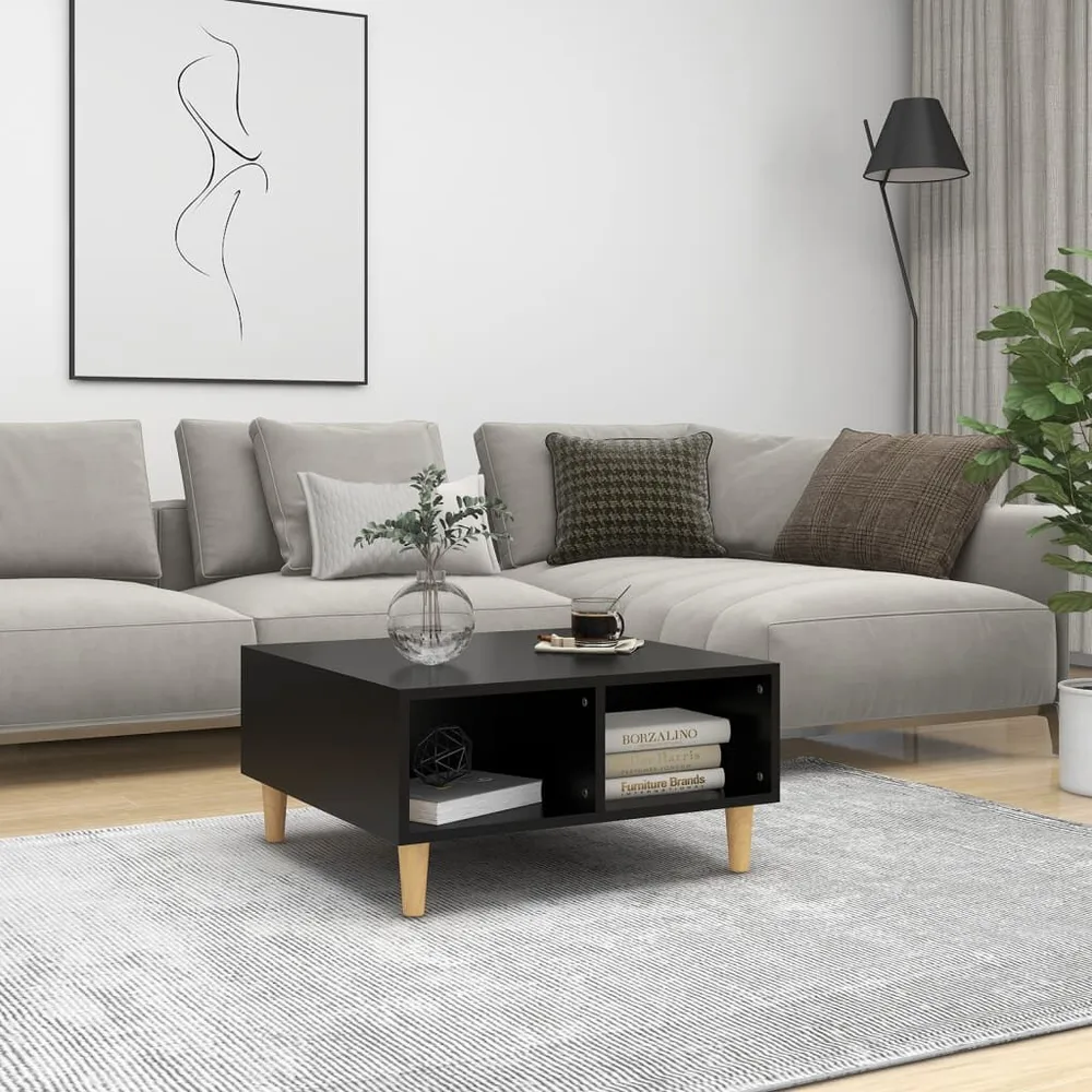 Salontafel 60x60x30 cm bewerkt hout zwart