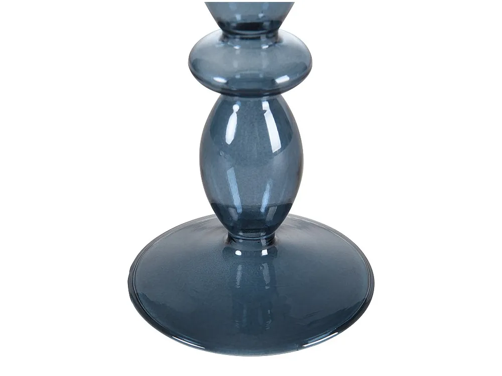 Set van 2 kandelaars - D9 x H21 cm en D9 x H18,5 cm - Glas - Blauw - KANDIE