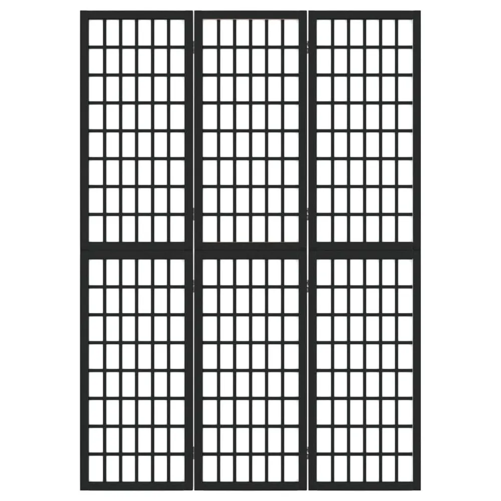 Kamerscherm inklapbaar 3 panelen Japanse stijl 120x170 cm zwart