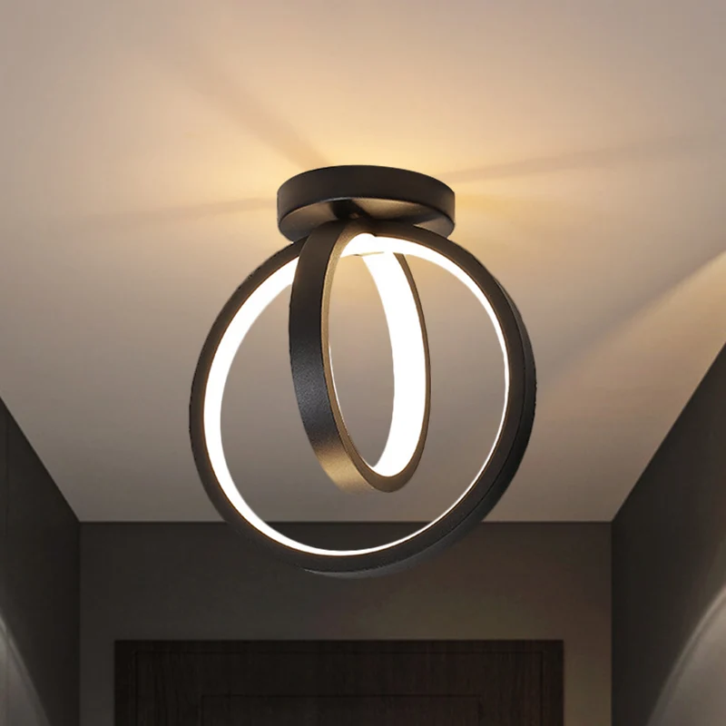 Ronde mini-ganginbouwlamp Acryl LED Minimalistische plafondmontageverlichting zwart/goud, warm/wit zwak - Met Dimfunctie
