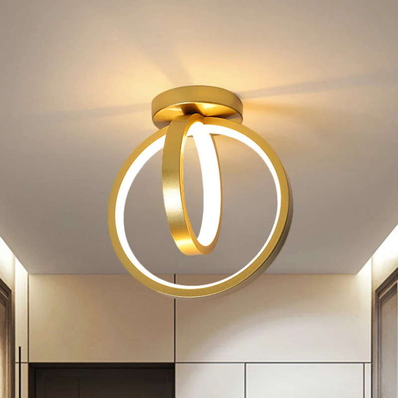 Ronde mini-ganginbouwlamp Acryl LED Minimalistische plafondmontageverlichting zwart/goud, warm/wit zwak - Met Dimfunctie