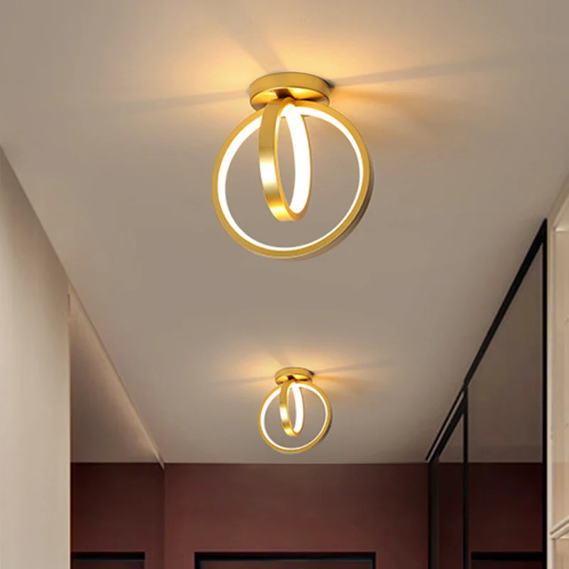 Ronde mini-ganginbouwlamp Acryl LED Minimalistische plafondmontageverlichting zwart/goud, warm/wit zwak - Met Dimfunctie
