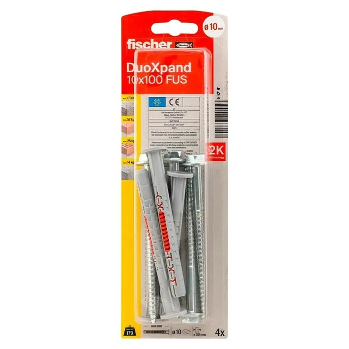 Ergonomisch Fischer Constructieplug DuoXpand FUS - Ø x l: 10 x 100 mm, 4 st.