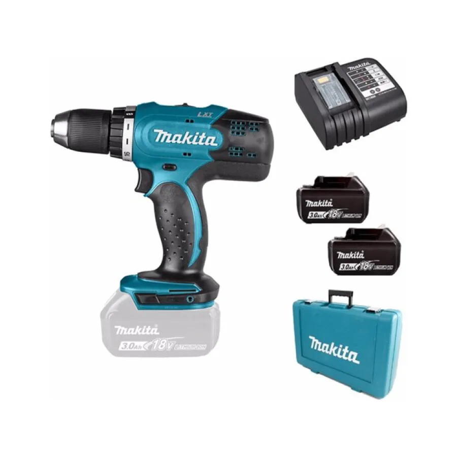 Industrieel Makita accu boor-/schroefmachine - DDF453SFE - 18V - 2x3.0 Ah accu en lader - koffer