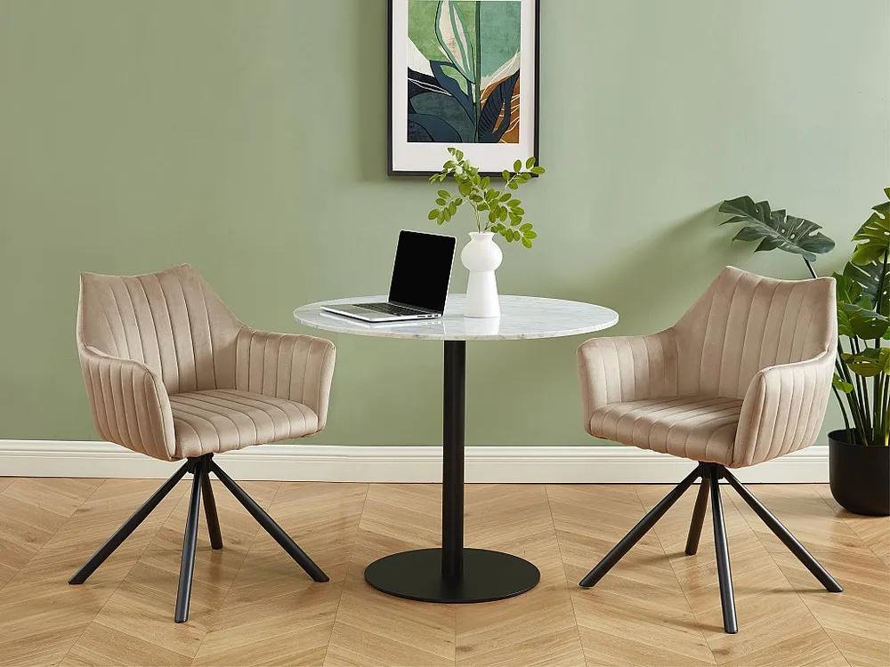 Set van 2 stoelen met fluweel en metalen armleuningen - Ecru - Pascal MORABITO - Koop nu