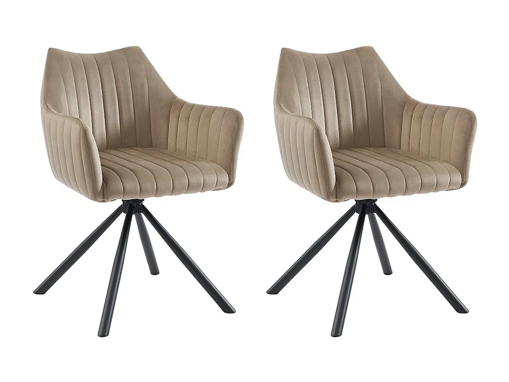 Set van 2 stoelen met fluweel en metalen armleuningen - Ecru - Pascal MORABITO - Koop nu