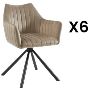 Set van 6 stoelen met fluweel en metalen armleuningen - Lichtbruin - Pascal MORABITO - Koop nu