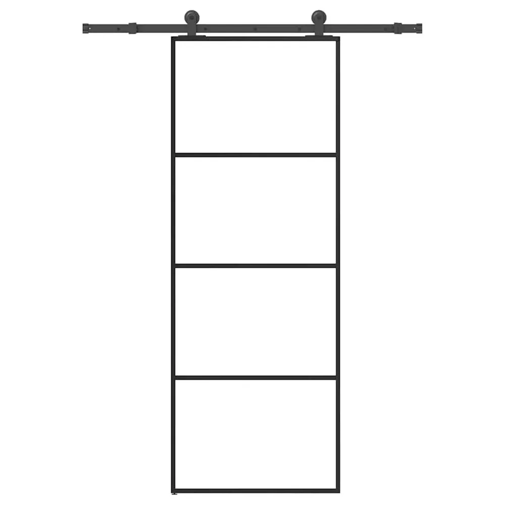Drievoudig cilinder Schuifdeur met beslag 76x205 cm ESG-glas en aluminium