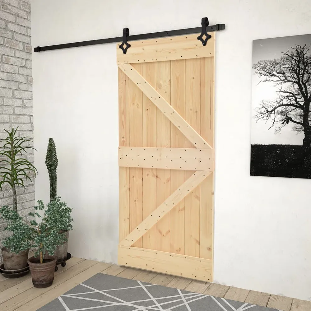 Electronisch Schuifdeur met beslag 80x210 cm massief grenenhout