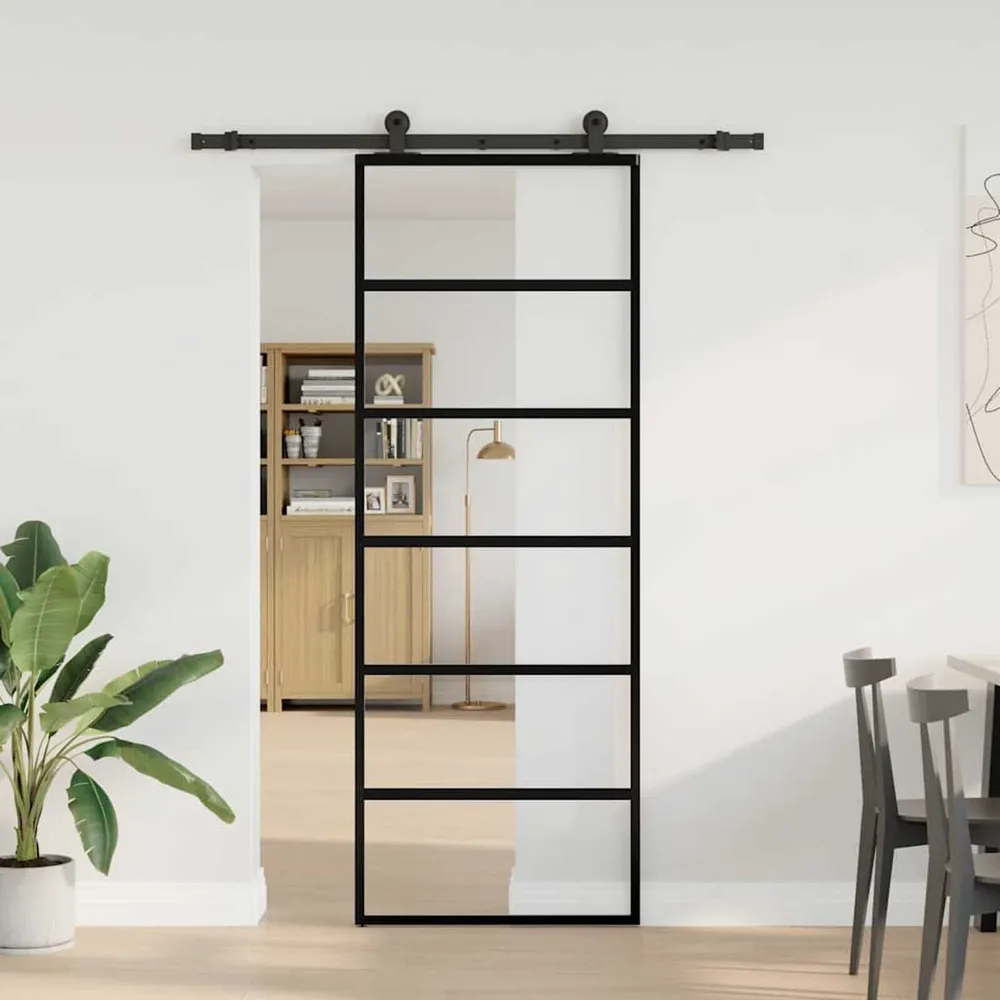Schuifdeur met beslag 76x205 cm ESG-glas en aluminium voor patio-deuren