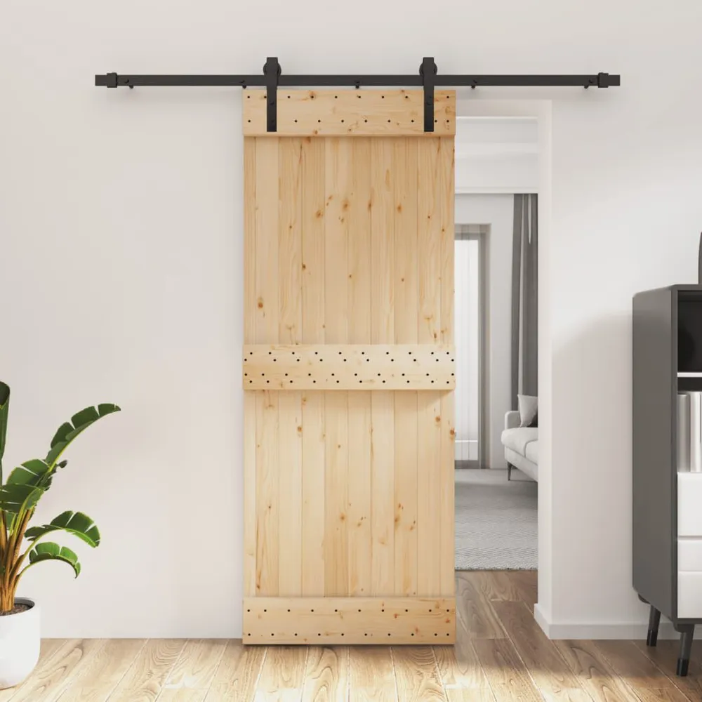 Schuifdeur met beslag 80x210 cm massief grenenhout voor branddeuren