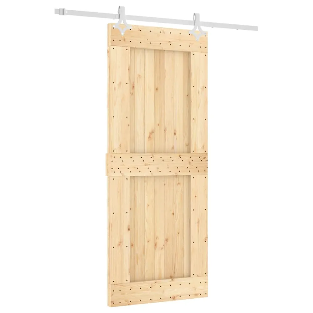 Schuifdeur met beslag 85x210 cm massief grenenhout voor buitendeuren | Weerbestendig