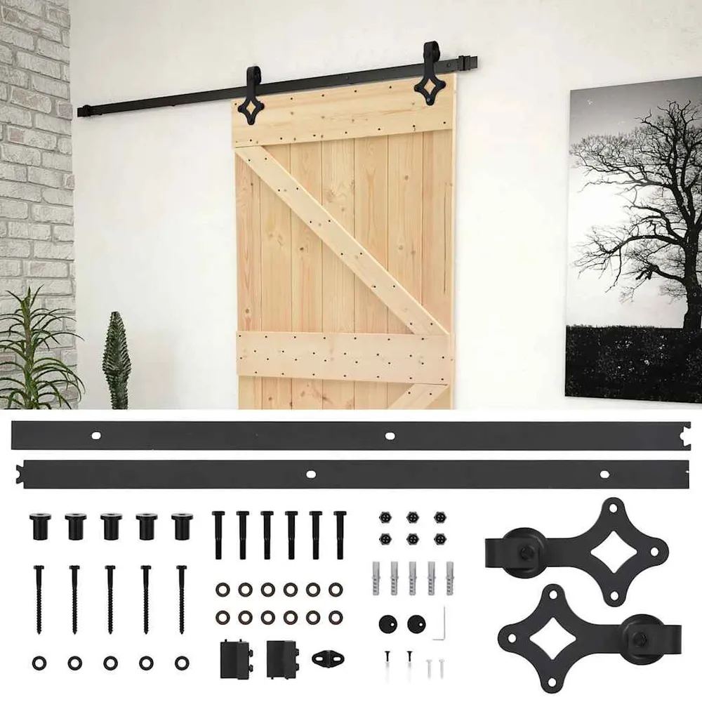 Veiligheids Schuifdeur met beslag 80x210 cm massief grenenhout