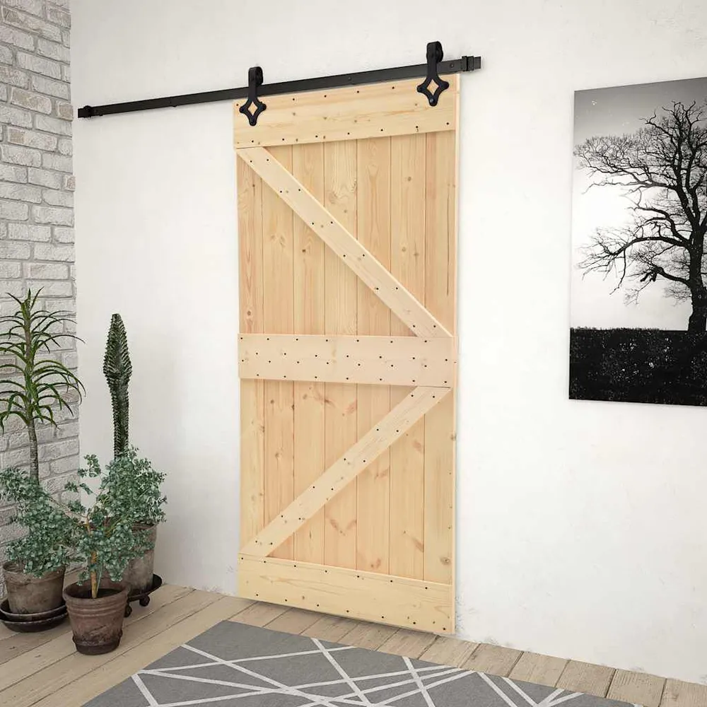Veiligheids Schuifdeur met beslag 80x210 cm massief grenenhout