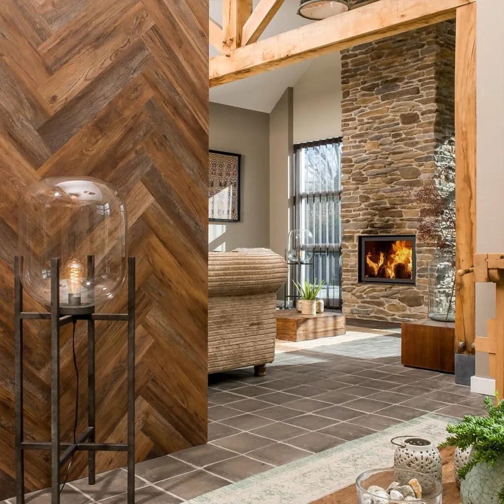Multifunctioneel WallArt Planken hout-look schuurhout eiken omberbruin
