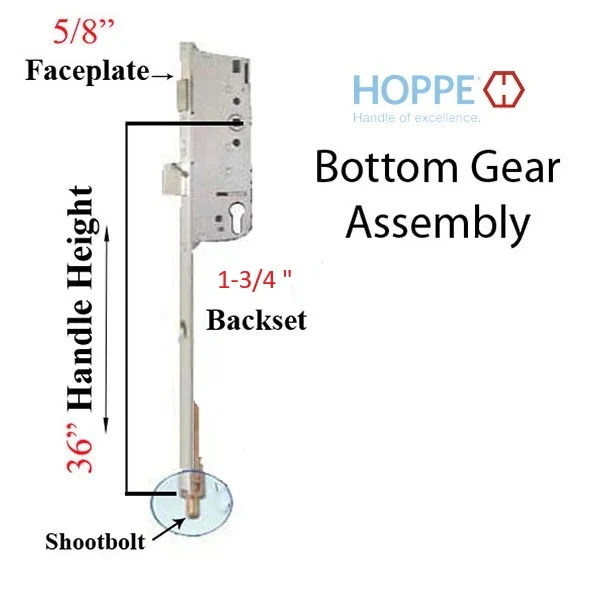 Hoppe Multipoint 1-3/4" Backset Met de hand Gear Shootbolt. 1/2" Deadbolt 5/8 Faceplate