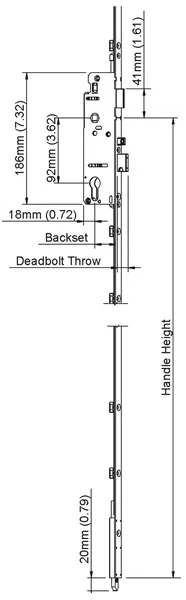 Hoppe Multipoint 1-3/4" Backset Met de hand Gear Shootbolt. 1/2" Deadbolt 5/8 Faceplate