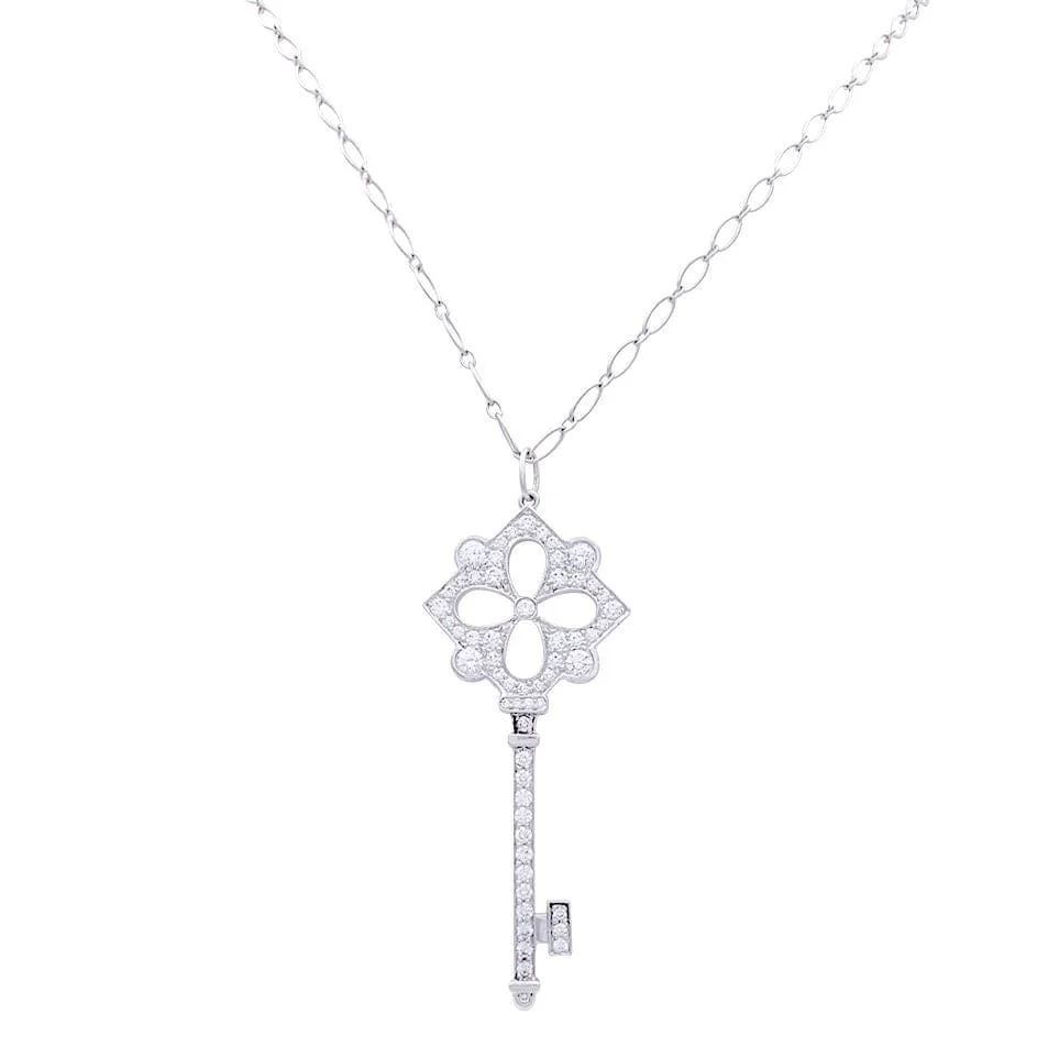 Tiffany & Co necklace, "Key", platinum, ivoor gold and diamonds.