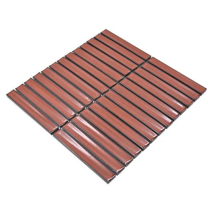 Mozaïektegel Stroken CG CS 56 - 29,6 x 29,9 cm, Rood, Glanzend