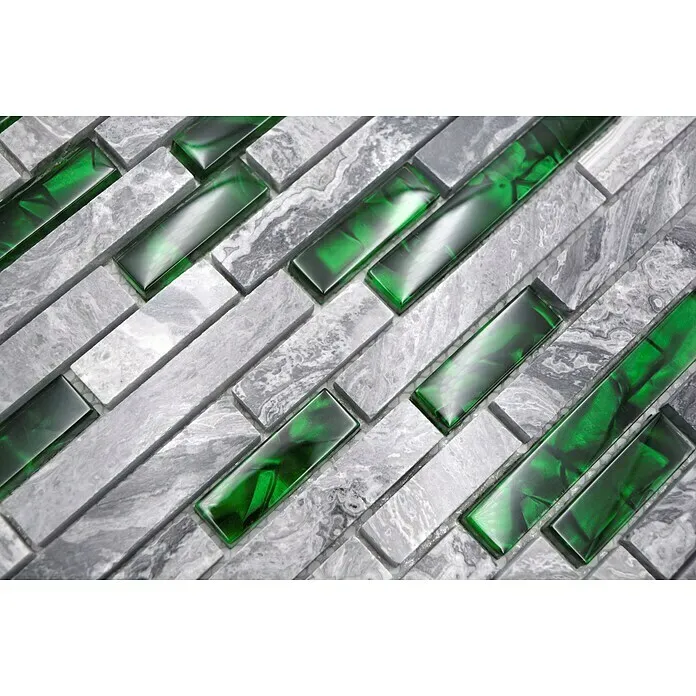 Mozaïektegel stroken glas/steen XCM MV608 - 29 x 30 cm, Zwart