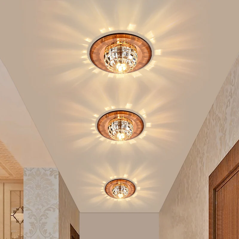Butaan Soldeerbrander Crystal Round Flush Mount Lighting Minimalistisch LED Flush Mount Fixture Corridor Black