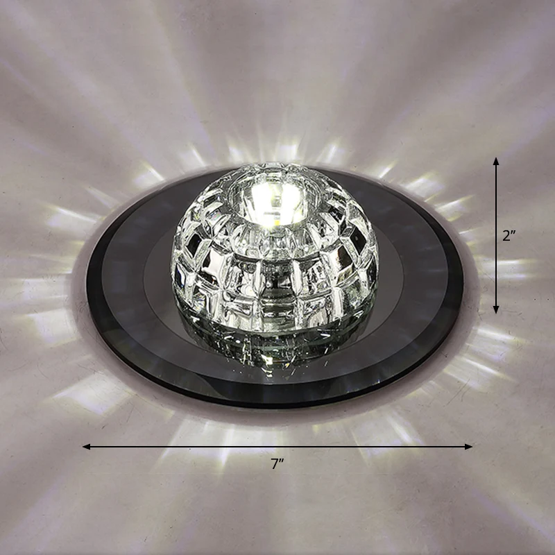 Butaan Soldeerbrander Crystal Round Flush Mount Lighting Minimalistisch LED Flush Mount Fixture Corridor Black