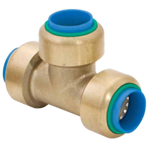 Eastman 3/4 . x 3/4 . x 1/2 . Messing Push-Fit Tee inclusief Opbergkoffer