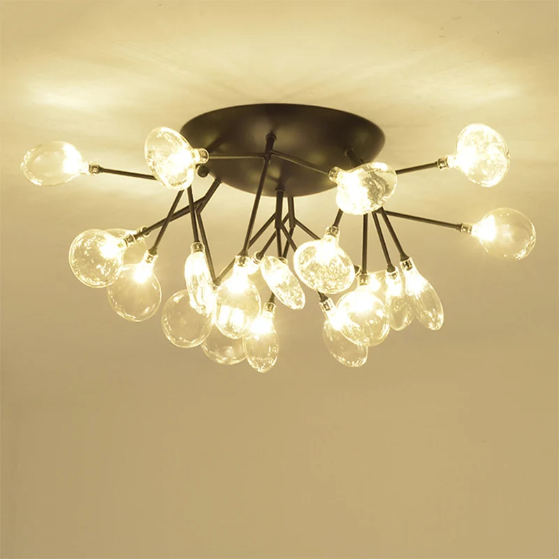 Leaves Clear Glaswerk Flush Mount Lamp Modernist LED Black Ceiling Flush Living Room Black