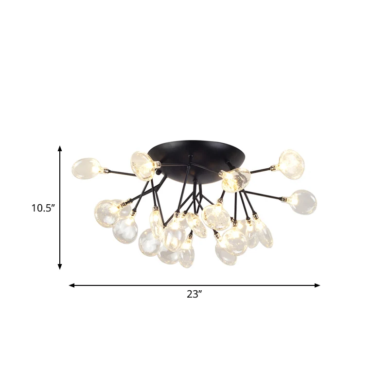 Leaves Clear Glaswerk Flush Mount Lamp Modernist LED Black Ceiling Flush Living Room Black
