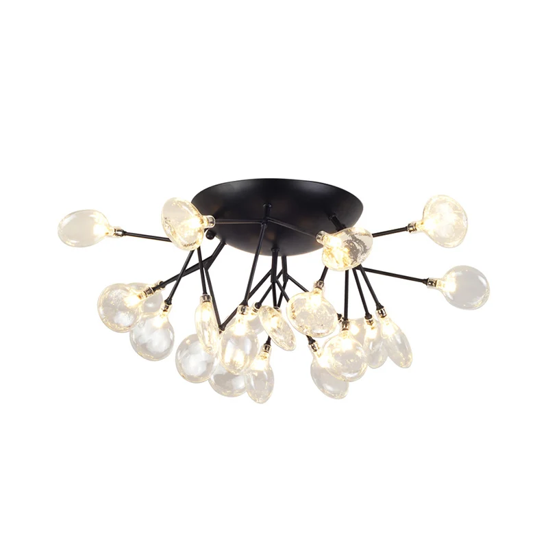 Leaves Clear Glaswerk Flush Mount Lamp Modernist LED Black Ceiling Flush Living Room Black