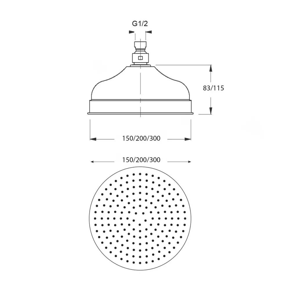 Lord AC 150mm single-jet and inspectable brons showerhead