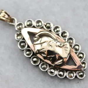 Mixed Metalen Roman Soldier Marcasite Pendant met Vlamloze Instelling