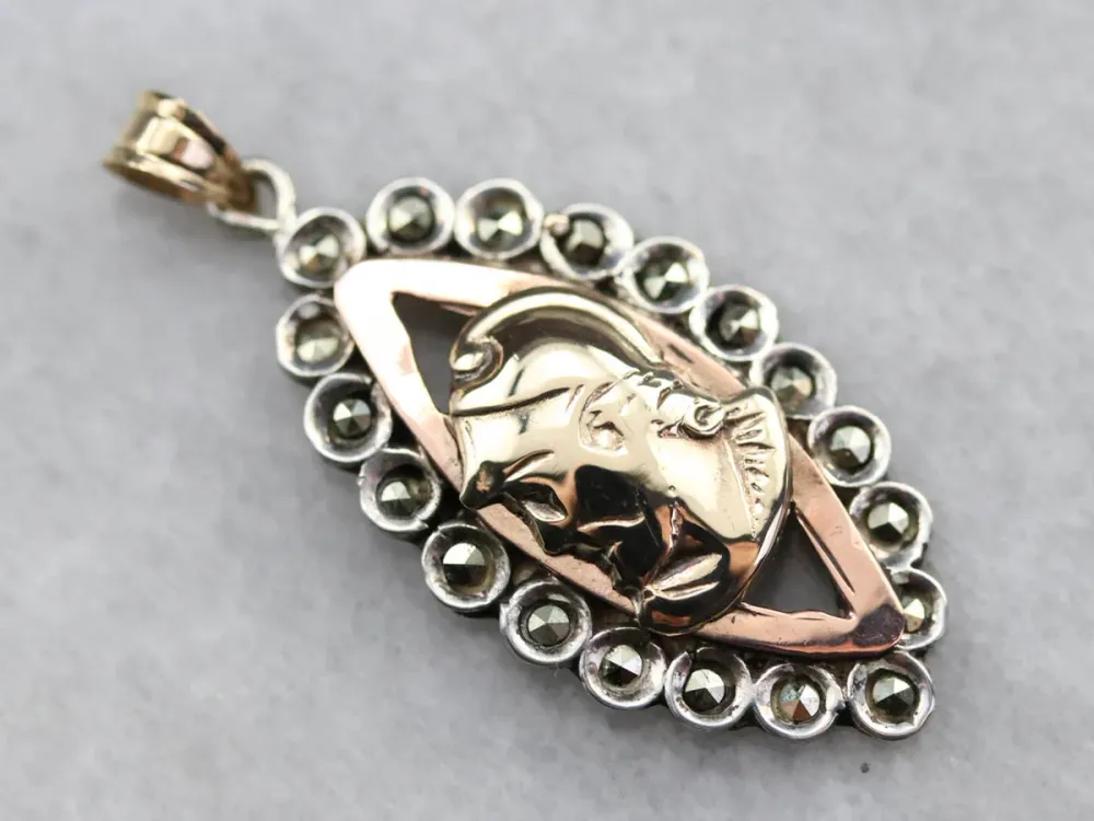 Mixed Metalen Roman Soldier Marcasite Pendant met Vlamloze Instelling