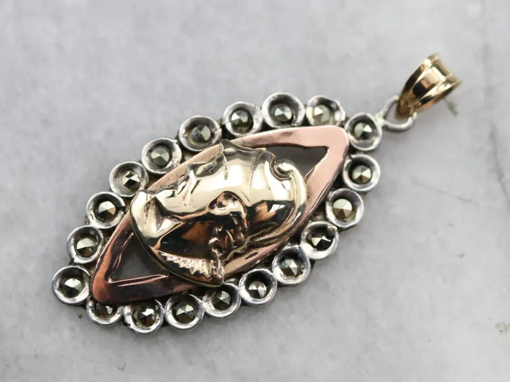 Mixed Metalen Roman Soldier Marcasite Pendant met Vlamloze Instelling