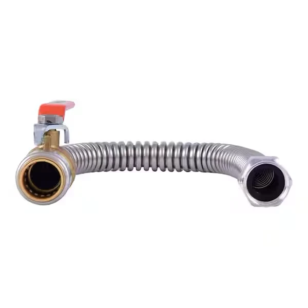 SharkBite Max Messing 3/4 . FIP x 3/4 . Push-Fit Ball Valve Corrugated Water Heater Connector (18" Length)